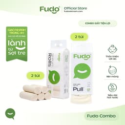 [COMBO 4 TÚI] Khăn giấy Fudo 3 lớp 100% sợi tre tự nhiên không tẩy trắng (2 Không Lõi, 2 Treo Tường) 9
