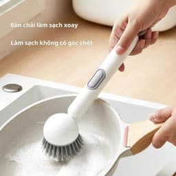 Bàn Chải Cọ Nồi Chảo Có Bình Đựng Nước Rửa Chén, Đầu Cọ Xoay 360 Độ Làm Sạch Hiệu Quả 4