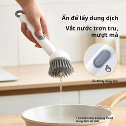 Bàn Chải Cọ Nồi Chảo Có Bình Đựng Nước Rửa Chén, Đầu Cọ Xoay 360 Độ Làm Sạch Hiệu Quả 2