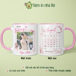 Ly cốc sứ quà tặng CÁ NHÂN HÓA 2 MẶT in hình theo yêu cầu đánh dấu lịch sinh nhật, kỉ niệm ngày cưới bạn bè người yêu 1