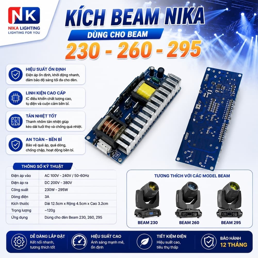 Bo kích đèn Beam 200W 230W 260W 280W  295W bo mạch nguồn kích bóng linh kiện thay thế đèn sân khấu