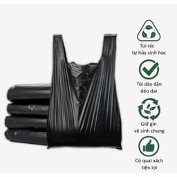 1Kg Túi nilong đen đẹp, dẻo, dai, hai quai không hôi dùng gói hàng, đựng rác size 10kg và 15kg. Màng PE đen 5