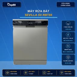(inverter) Máy rửa bát Sevilla SV-RBT88 (17 bộ) - Sấy khí PTC, diệt khuẩn UV, Bảo Hành 3 năm, Hàng chính hãng 1
