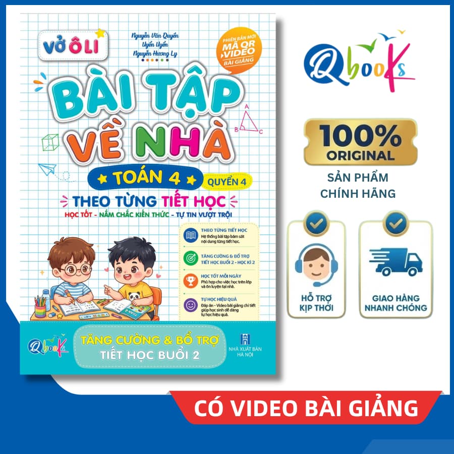 Sách - Vở Ô Li Bài Tập Về Nhà Toán Lớp 4 - Quyển 4 (Theo Từng Tiết Học) - Có Mã QR Video Bài Giảng của Qbooks