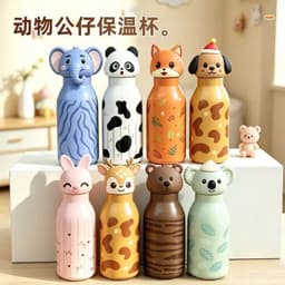 th_Bình giữ nhiệt con vật ngĩnh 450ml - Bình nước inox có ống hút silicone , nắp đậy an toàn, giá rẻ cho học sinh A7C2 1
