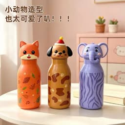 th_Bình giữ nhiệt con vật ngĩnh 450ml - Bình nước inox có ống hút silicone , nắp đậy an toàn, giá rẻ cho học sinh A7C2 3