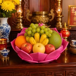 Đĩa Hoa Sen Đựng Trái Cây, Bánh Kẹo - Khay Trang Trí Bàn Thờ, Phòng Khách in 3D 3