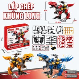 Đồ Chơi Lắp Ráp Khủng Long Chạy Cót & Chiến Binh Siêu Ngầu- Quà Tặng Sáng Tạo Cho Bé 1