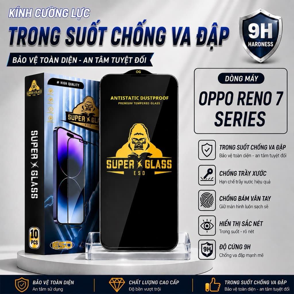 Kính cường lực Oppo Reno 7 / 7z /4G 5G cao cấp full màn miếng dán bảo vệ màn hình đt