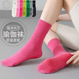 Tất Pilates Yoga Chống Trơn Trượt Đế Silicon Cotton Co Giãn Êm Chân Thoáng Khí Tập Gym Barre Freesize 1