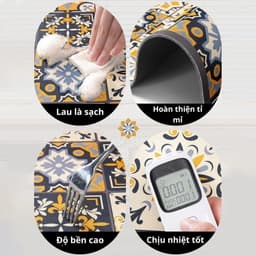 Thảm Silicon 30x40cm Thấm Hút Nước, Thảm Lót Bàn Ăn Hút Nước 4 Mùa Tấm Lót Silicon Ly Hoạ Tiết Đế Cao Su Chống Trượt 3