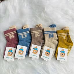 (0-3 Tuổi) Set 5 Đôi/10 Đôi Tất Pilates Cho Bé Chống Trơn Trượt Đế Silicon Cotton Mềm Mại Co Giãn Êm Chân 5