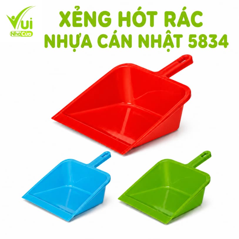 Xẻng Hốt Rác Nhựa Cán Nhật 5834 Nhựa PP GD35 - Xẻng Hót Rác Nhựa Cầm Tay 5834 Kích Thước 35x25x15cm