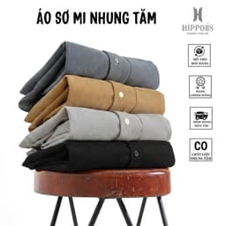 Áo Sơ Mi Hippolis Thời Trang Chất Liệu Nhung Tăm Cao Cấp Mỏng Nhẹ, Đứng Phom, Thấm Hút 1
