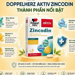 KẼM NHẬP KHẨU ĐỨC Zincodin (Doppelherz) - Bổ Sung Kẽm Và Vitamin C Hỗ Trợ Tăng Cường Sức Đề Kháng 2