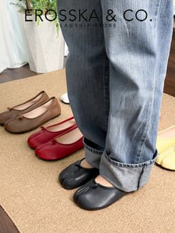 [EROSSKA] - Giày Tabi, giày búp bê nữ da mềm mũi chẻ, giày móng heo đế bệt phong cách balletcore màu đen - EL149 11