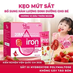 Kẹo mút bổ sung Sắt Happy Vitamin - Hỗ trợ đề kháng khỏe, phát triển toàn diện cho trẻ Hộp 25 Que 1