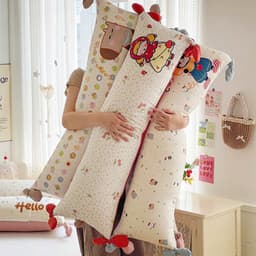 Gối ôm hoạt hình Vải Cotton Thêu Hình Thú Kích Thước 35x100cm Tháo Được Vỏ - Thiên Hương Bedding 2