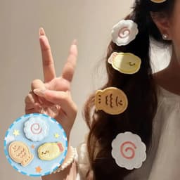Miếng Dán Cố Định Tóc Mái Họa Tiết Đồ Ăn Dễ Thương, Miếng Dán Tóc Rửa Mặt Makeup Khóa Dán Velcro Mềm Mại_LavyeCo. 3