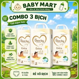 COMBO 3 BỊCH Tã bỉm GOOBY EXTRA bản mới cải tiến cao cấp full size cho bé. 1