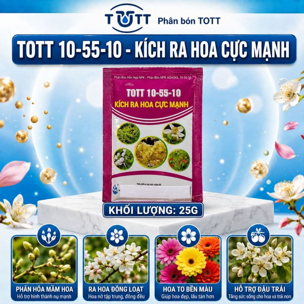 Kích Thích Ra Hoa cực mạnh, siêu lân 10-55-10 gói 25G TOTT's fertilizer