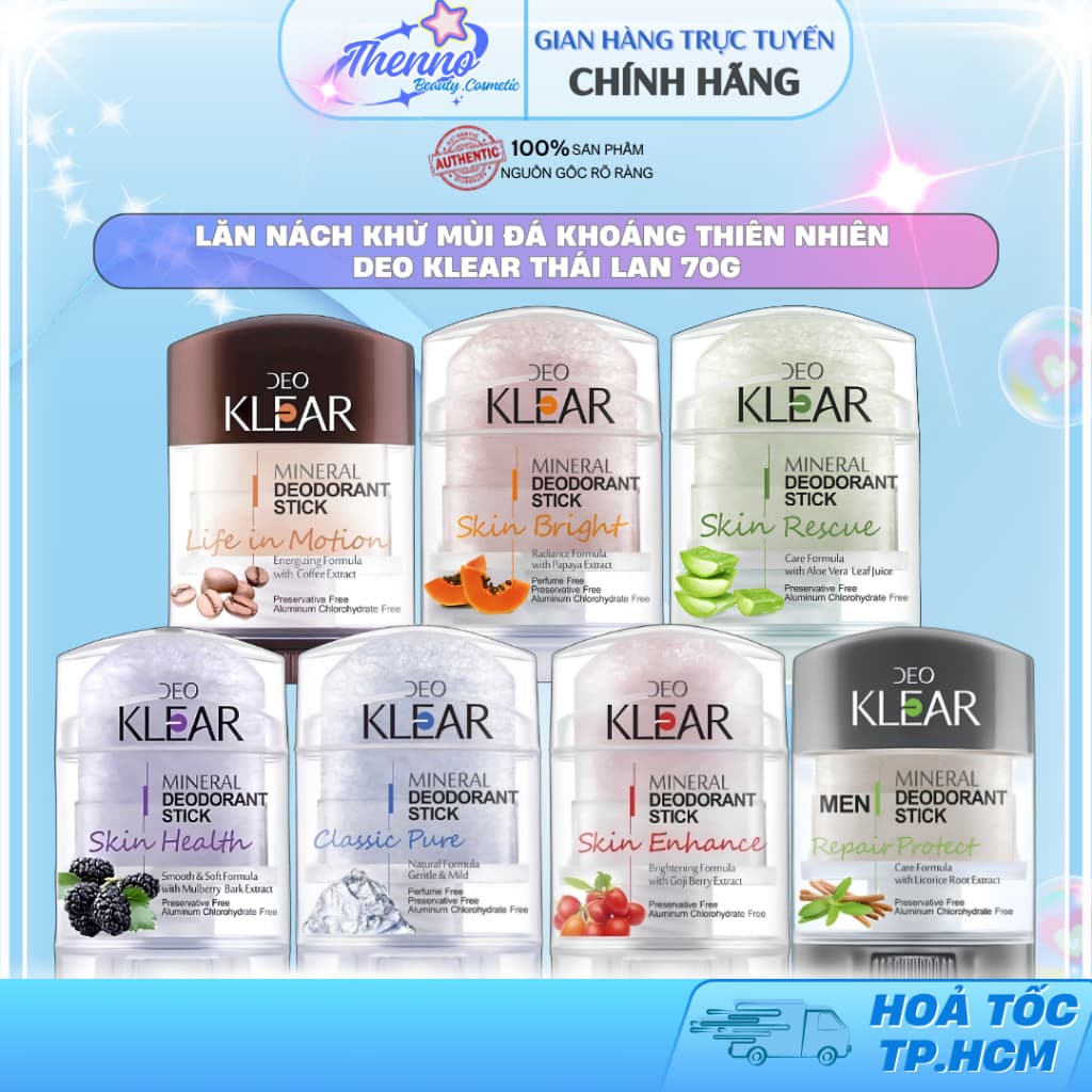 Lăn Nách Khử Mùi Đá Khoáng Thiên Nhiên Deo Klear Thái Lan 70g