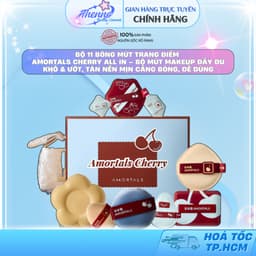 Bộ 11 Bông Mút Trang Điểm Amortals Cherry All In – Bộ Mút Makeup Đầy Đủ Khô & Ướt, Tán Nền Mịn Căng Bóng, Dễ Dùng 1