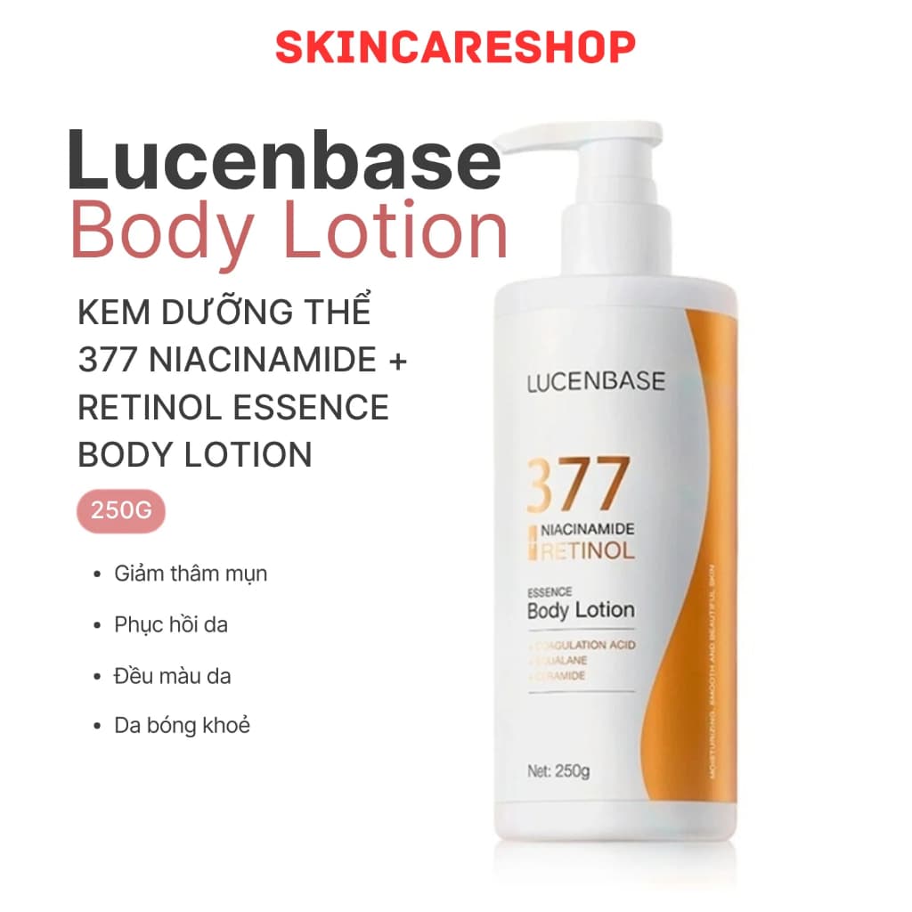 Dưỡng Thể Lucenbase 377 Niacinamide + Retinol Essence Body Lotion 250g