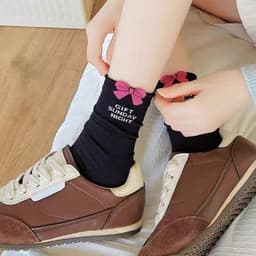 Tất Nữ Cổ Cao Set 10 Đôi  Chất Cotton  Nơ Gip Siêu Xinh 2