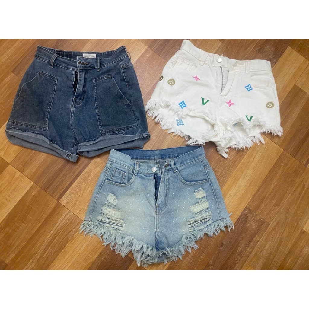 (cũ) Combo 3c quần bò jean jeans nữ cũ second hand - quần đùi quần ngắn