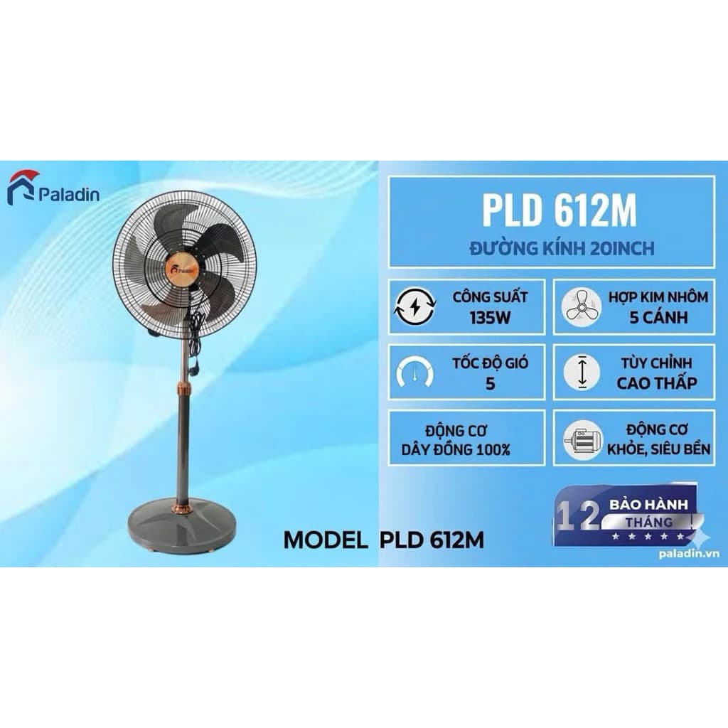 Quạt Cây Paladin Công Suất 135W. Quạt Siêu Êm, Siêu Mát. Hàng Nhập Khẩu Chính Hãng - Bảo Hành 12 Tháng