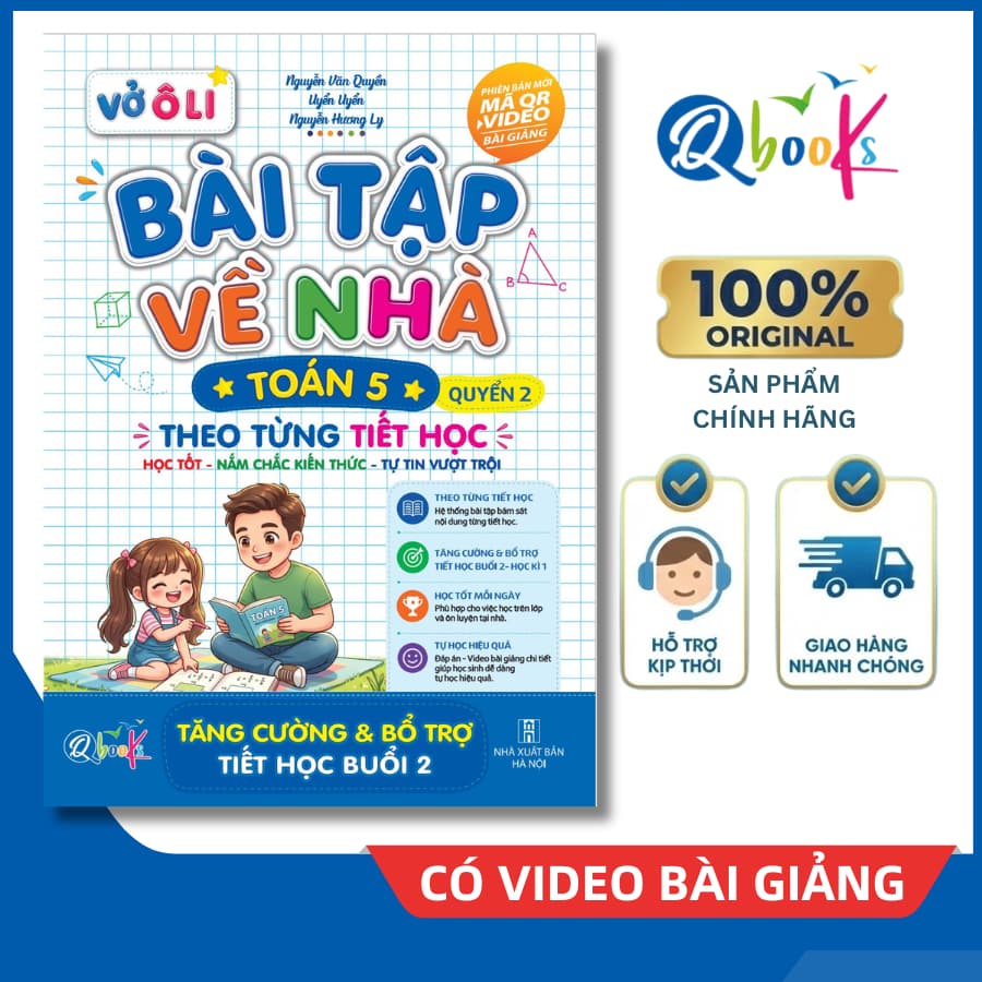 Sách - Vở Ô Li Bài Tập Về Nhà Toán Lớp 5 - Quyển 2 (Theo Từng Tiết Học) - Có Mã QR Video Bài Giảng của Qbooks