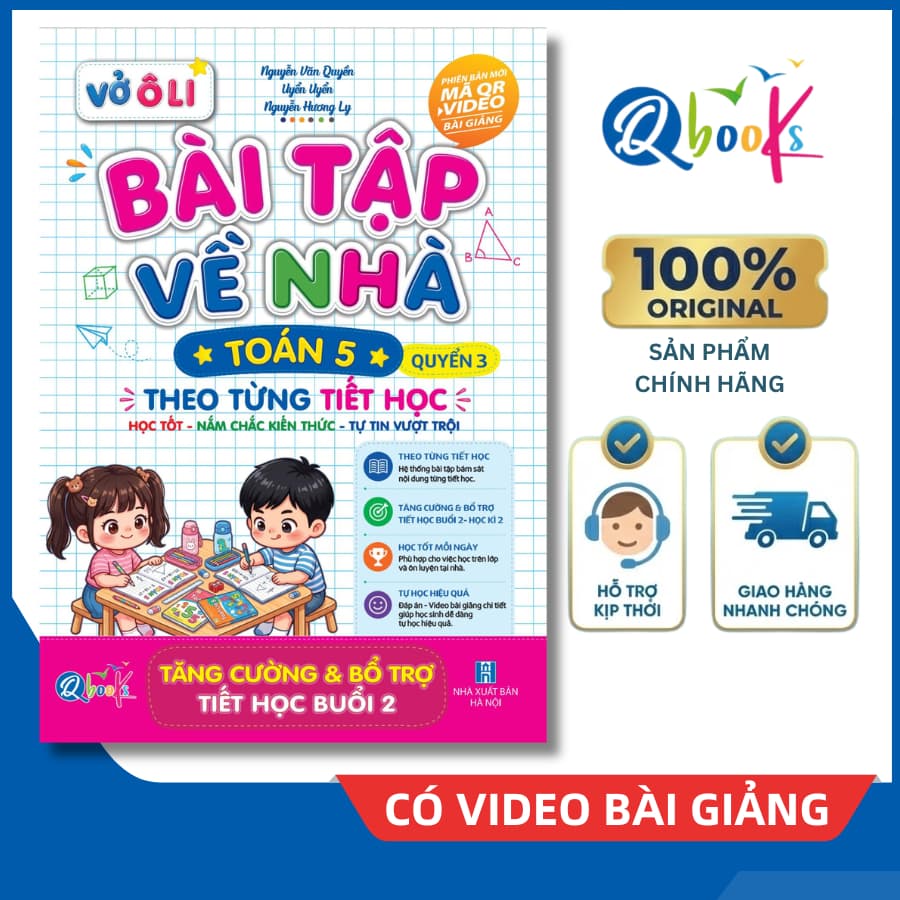 Sách - Vở Ô Li Bài Tập Về Nhà Toán Lớp 5 - Quyển 3 (Theo Từng Tiết Học) - Có Mã QR Video Bài Giảng của Qbooks