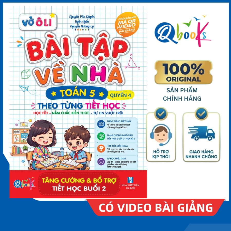 Sách - Vở Ô Li Bài Tập Về Nhà Toán Lớp 5 - Quyển 4 (Theo Từng Tiết Học) - Có Mã QR Video Bài Giảng của Qbooks