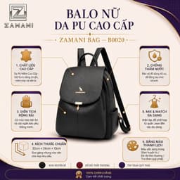 Balo Đeo Vai Nữ Hot Da PU Mềm Thích Hợp Đi Học, Đi Chơi Có Móc, Ngăn Kéo, Nội Địa Trung ZAMANI BAG Nhập Khẩu B0020 3