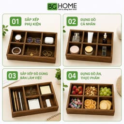 Khay 9 ngăn đa năng, gỗ Melamine màu Óc Chó đựng bánh kẹo, trang sức, mỹ phẩm tiện lợi 2