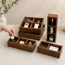 Khay 9 ngăn đa năng, gỗ Melamine màu Óc Chó đựng bánh kẹo, trang sức, mỹ phẩm tiện lợi 5