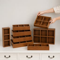 Khay 9 ngăn đa năng, gỗ Melamine màu Óc Chó đựng bánh kẹo, trang sức, mỹ phẩm tiện lợi 7
