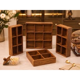 Khay 9 ngăn đa năng, gỗ Melamine màu Óc Chó đựng bánh kẹo, trang sức, mỹ phẩm tiện lợi 9