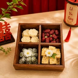 Khay 4 ngăn đa năng, gỗ Melamine màu Óc Chó đựng bánh kẹo, trang sức, mỹ phẩm tiện lợi 1
