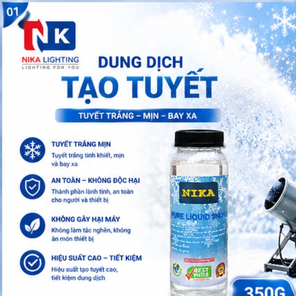 Dung dịch tạo tuyết pha được 5 lít nước tạo tuyết dùng cho máy phun tuyết sân khấu,sự kiện,tiệc cưới