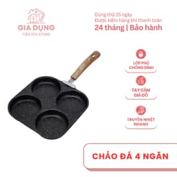 Chảo men chống dính 4 ngăn cán gỗ chiên trứng rán thịt đa năng 1