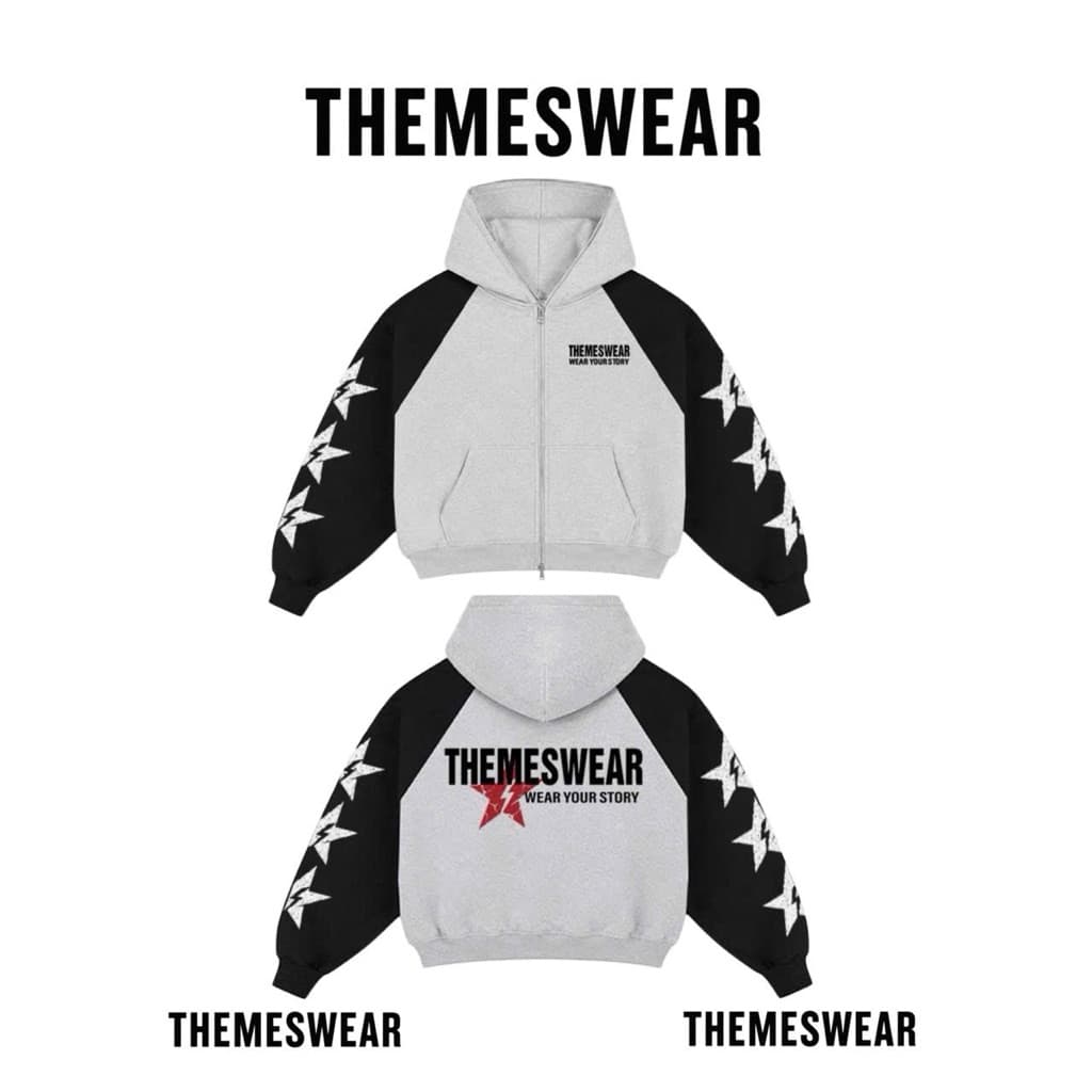 Áo Hoodie Zip Local Brand THEMESWEAR Big Boxy Phối Tay Đen – Hoodie Khóa Kéo Unisex Nam Nữ