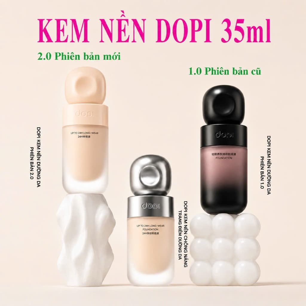 Kem nền DOPI 35ml với chất kem mỏng mịn, che phủ tốt, kiềm dầu, giữ nền bền màu, lâu trôi