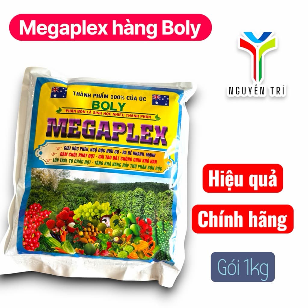 Phân Bón Sinh Học Megaplex Boly Nhập Úc (1kg) - Axit Humic 42% Kích Rễ, Lớn Trái