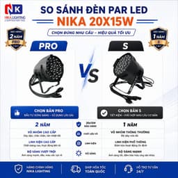 Đèn PAR LED NIKA 20x15W Full Color RGBW 4IN1 có vàng nắng DMX chỉnh tay cho sân khấu khiển remot 3