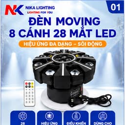 Đèn Moving 8 cánh NIKA 28 mắt LED điều khiển từ xa cảm ứng theo nhạc cho sân khấu, bar, karaoke 1