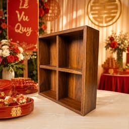 Khay 4 ngăn đa năng, gỗ Melamine màu Óc Chó đựng bánh kẹo, trang sức, mỹ phẩm tiện lợi 2