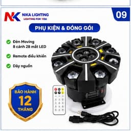 Đèn Moving 8 cánh NIKA 28 mắt LED điều khiển từ xa cảm ứng theo nhạc cho sân khấu, bar, karaoke 9