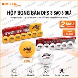 Bóng bàn DHS 3 sao - Hộp 6 quả - Hộp 3 quả Trắng, Vàng 1